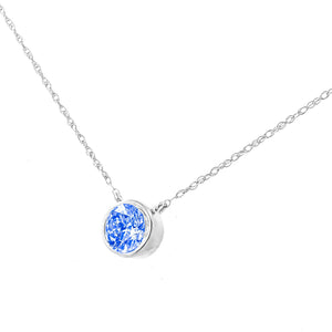 Blue Diamond Suspended Bezel-Set Solitaire Pendant Necklace (shipping price included)