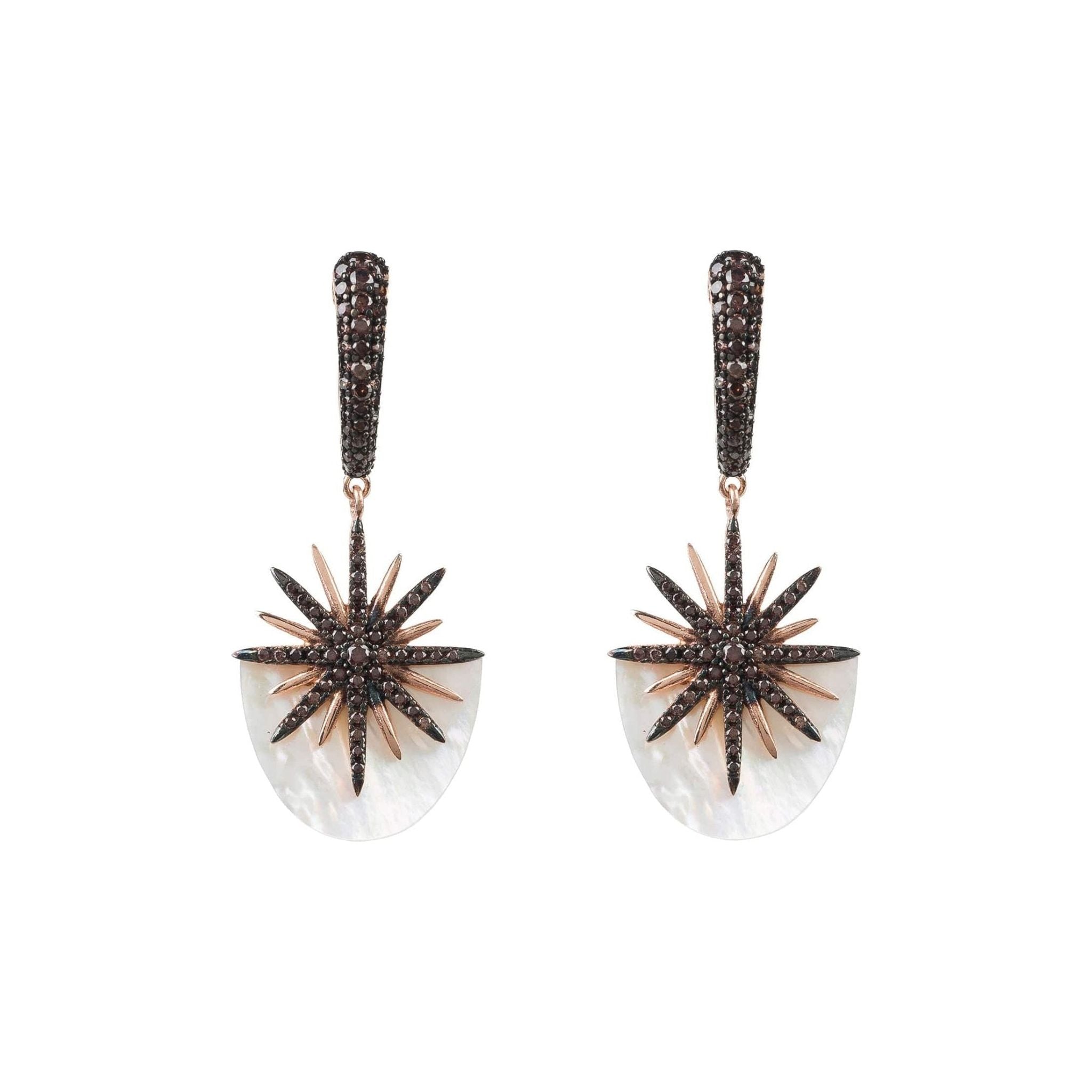 Sunburst White Mother of Pearl Earrings Rosegold (shipping price included)