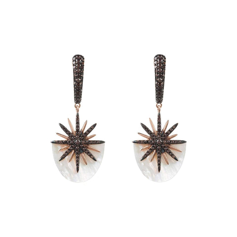 Sunburst White Mother of Pearl Earrings Rosegold (shipping price included)