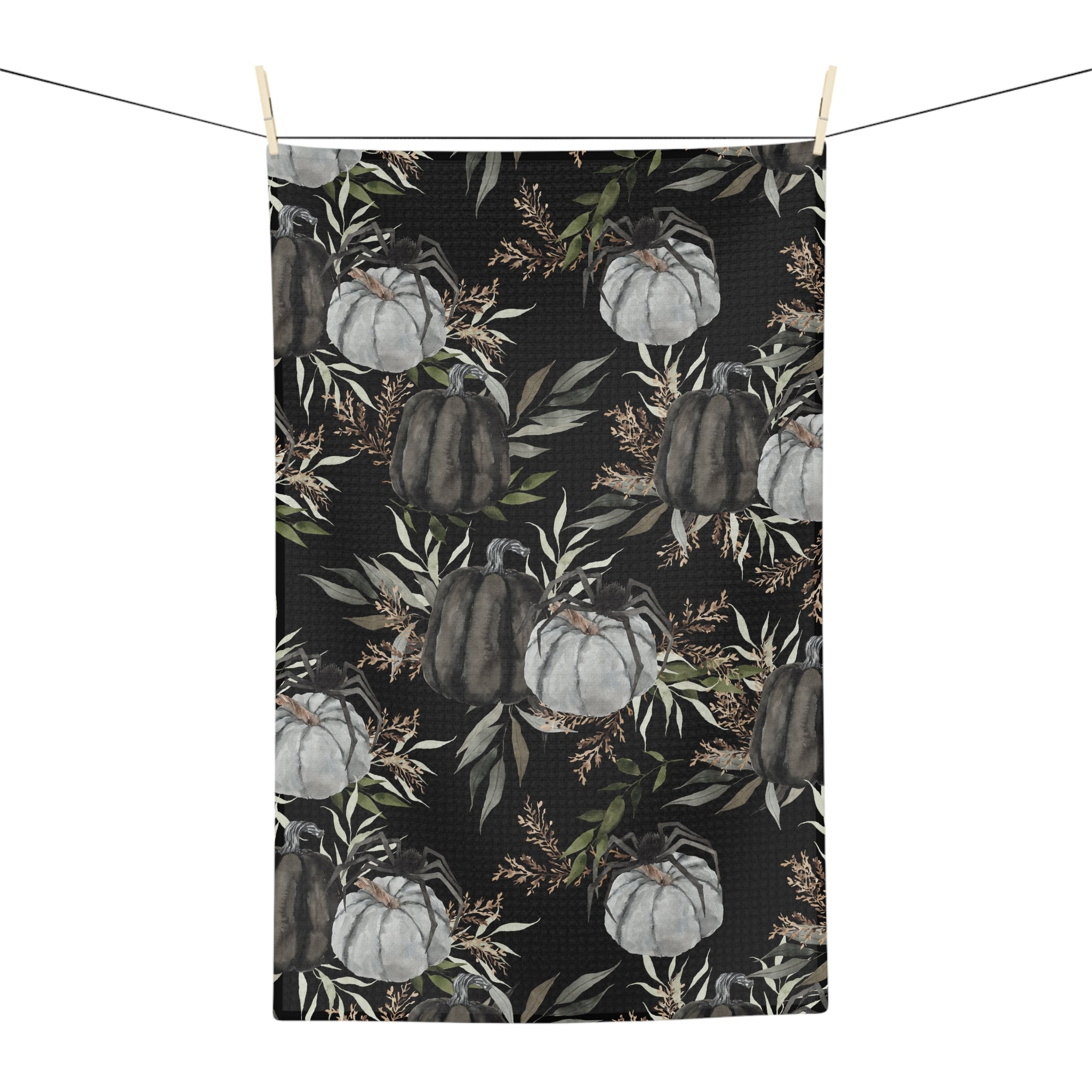 Soft Tea Towel Dark Wood Pumpkin Patch