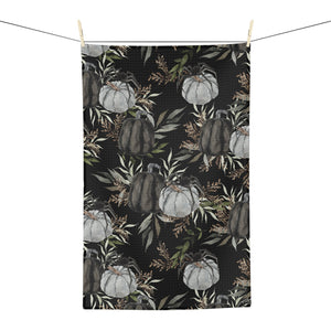 Soft Tea Towel Dark Wood Pumpkin Patch