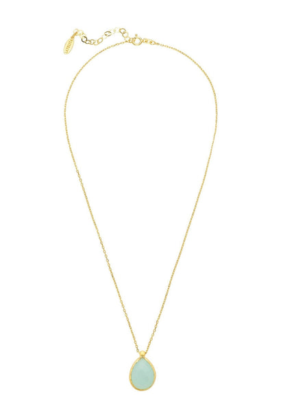 Petite Drop Necklace Gold Aqua Chalcedony (shipping price included)