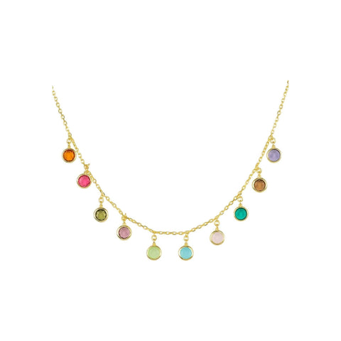 Florence Multi Coloured Gemstone Necklace Gold (shipping price included)