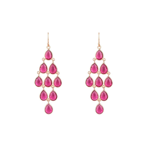 Erviola Gemstone Cascade Earrings Rose Gold Pink Tourmaline (shipping price included)