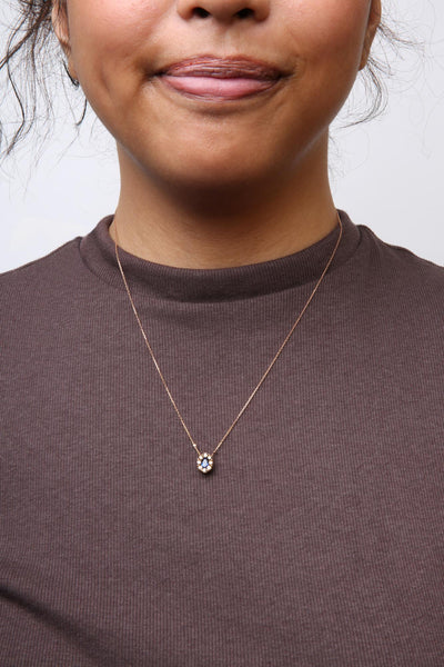 18K Rose Gold White and Brown Diamond Accent with Oval Blue Sapphire (shipping price included)