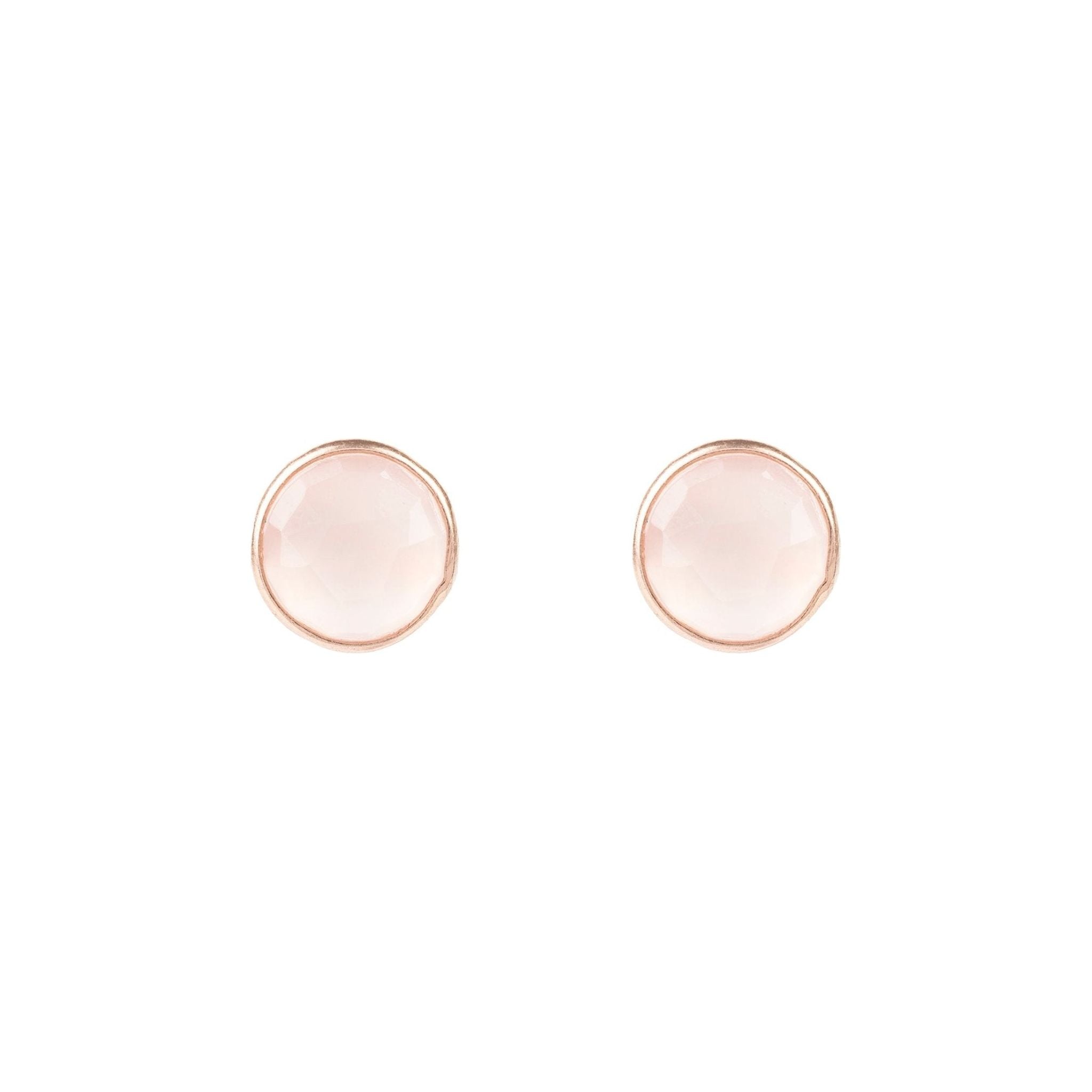 Medium Circle Gemstone Earrings Rosegold Rose Quartz (shipping price included)