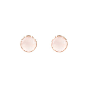 Medium Circle Gemstone Earrings Rosegold Rose Quartz (shipping price included)