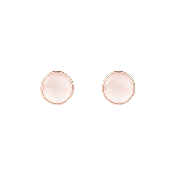 Medium Circle Gemstone Earrings Rosegold Rose Quartz (shipping price included)