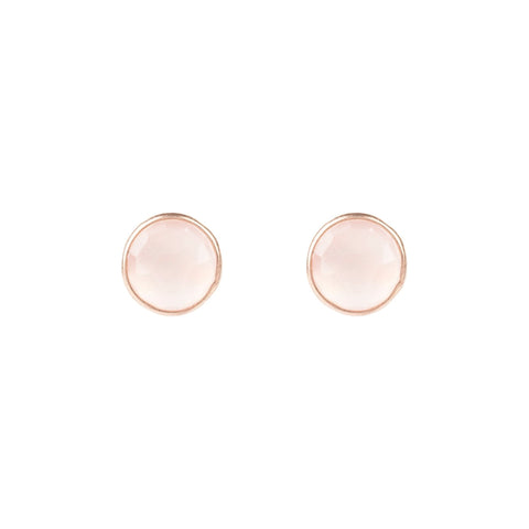 Medium Circle Gemstone Earrings Rosegold Rose Quartz (shipping price included)