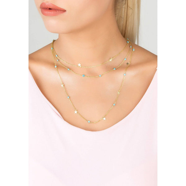 Turquoise Star Multi Strand Gemstone Necklace Gold (Shipping price included)