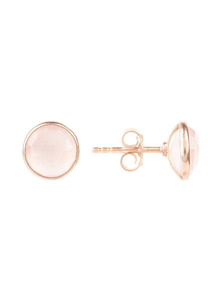 Medium Circle Gemstone Earrings Rosegold Rose Quartz (shipping price included)