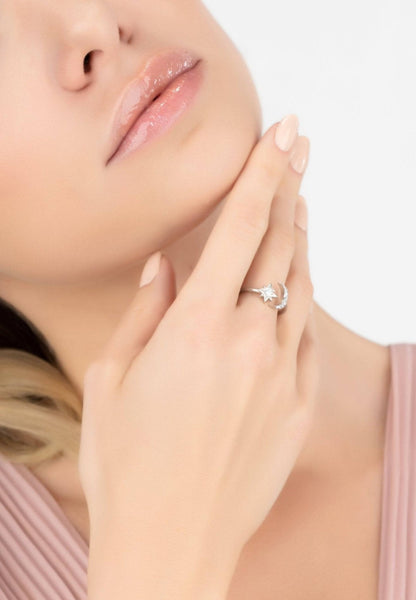 Astrid Moon & Star Ring Silver (shipping price included)
