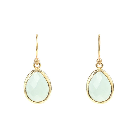 Petite Drop Earrings Aqua Chalcedony Gold (shipping price included)