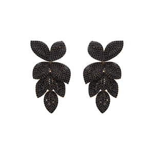 Petal Cascading Flower Earrings Gold Black (shipping price included)