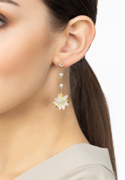 Dahlia Drop Earrings Gold White (shipping price included)