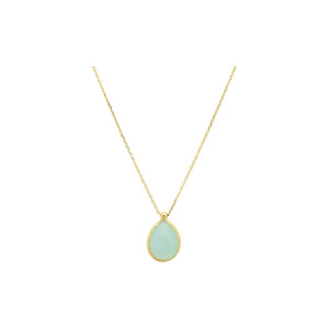 Petite Drop Necklace Gold Aqua Chalcedony (shipping price included)