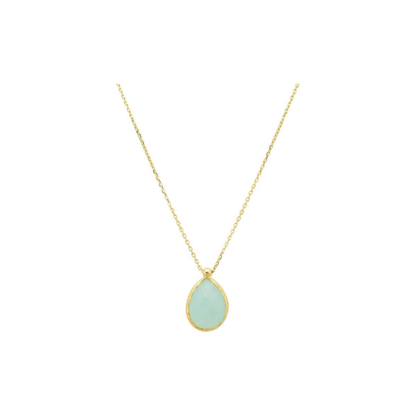 Petite Drop Necklace Gold Aqua Chalcedony (shipping price included)